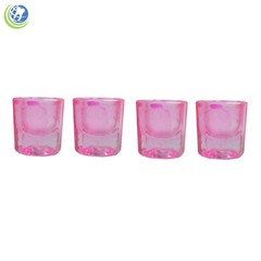 GLASS DAPPEN DISH PINK COATED ACRYLIC HOLDER CONTAINER DENTAL COSMETOLOGY 12/PCS