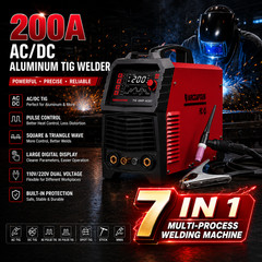 ARCCAPTAIN 7 in 1 TIG Welder 200A AC/DC Aluminum TIG Welder with Pulse 110V/220V