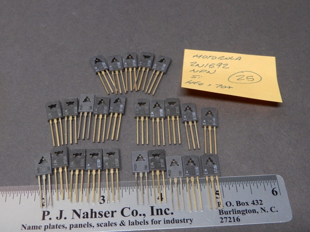 Motorola Transistor 657180 (2N5192) Quantity 25 Gold Plated NOS NPN Si Wurlitzer
