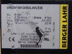 BERGER LAHR VRDM3913/50LWCEB SERVO MOTOR 22 W 230 VAC 6 NM 194.4 VRMS/1000 RPM 2
