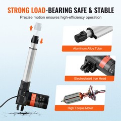 Linear Actuator 12V 6Inch Heavy Duty 1320lbs/6000N 0.19″/s IP44 Protection