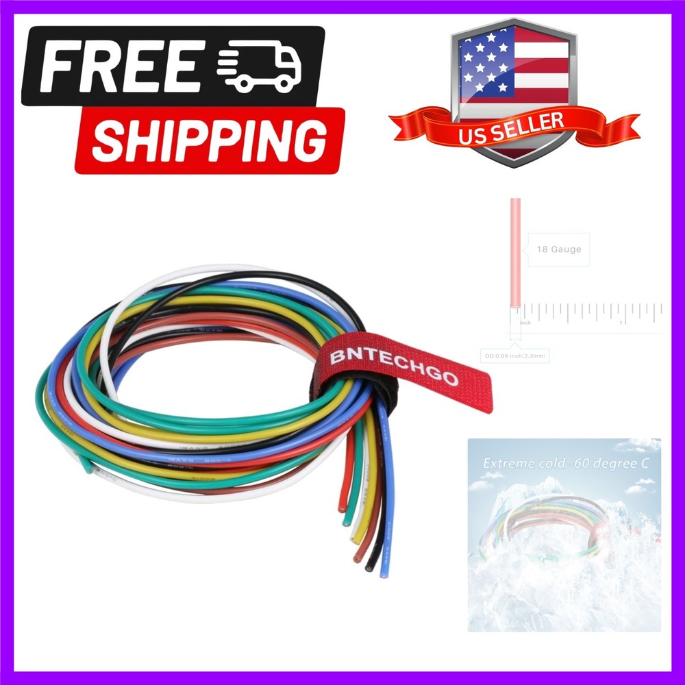 18 Gauge Silicone Wire Kit 7 Color Each 3 ft Flexible 18 AWG Stranded Tinned …