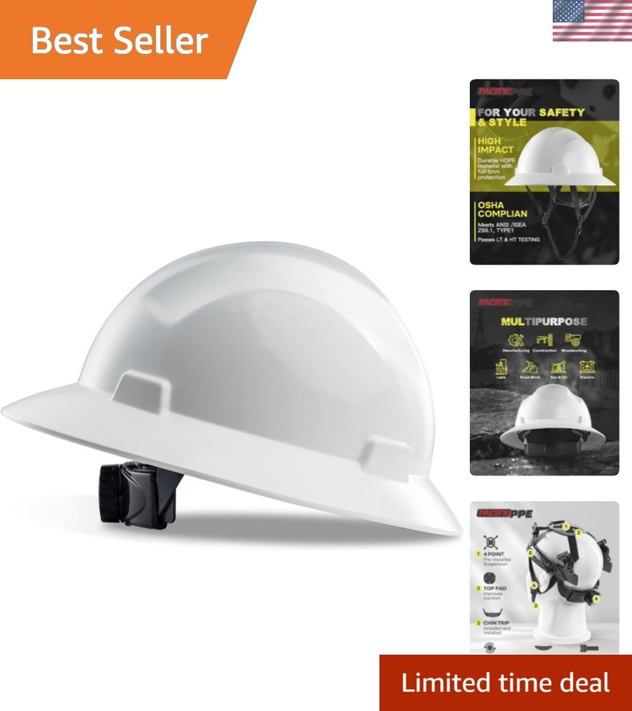 Full Brim Hard Hat, OSHA Construction Safety Helmet Certified to ANSI Z89, 4 …