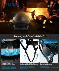 LANON Carbon Fiber Custom Design Full Brim Hard Hat, OSHA Construction Work Appr