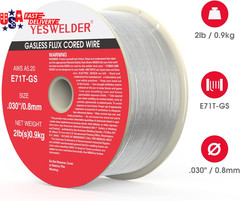 Flux Core Gasless MIG Wire, E71T-GS Mild Carbon Steel .030-Inch Diameter 2-Pound