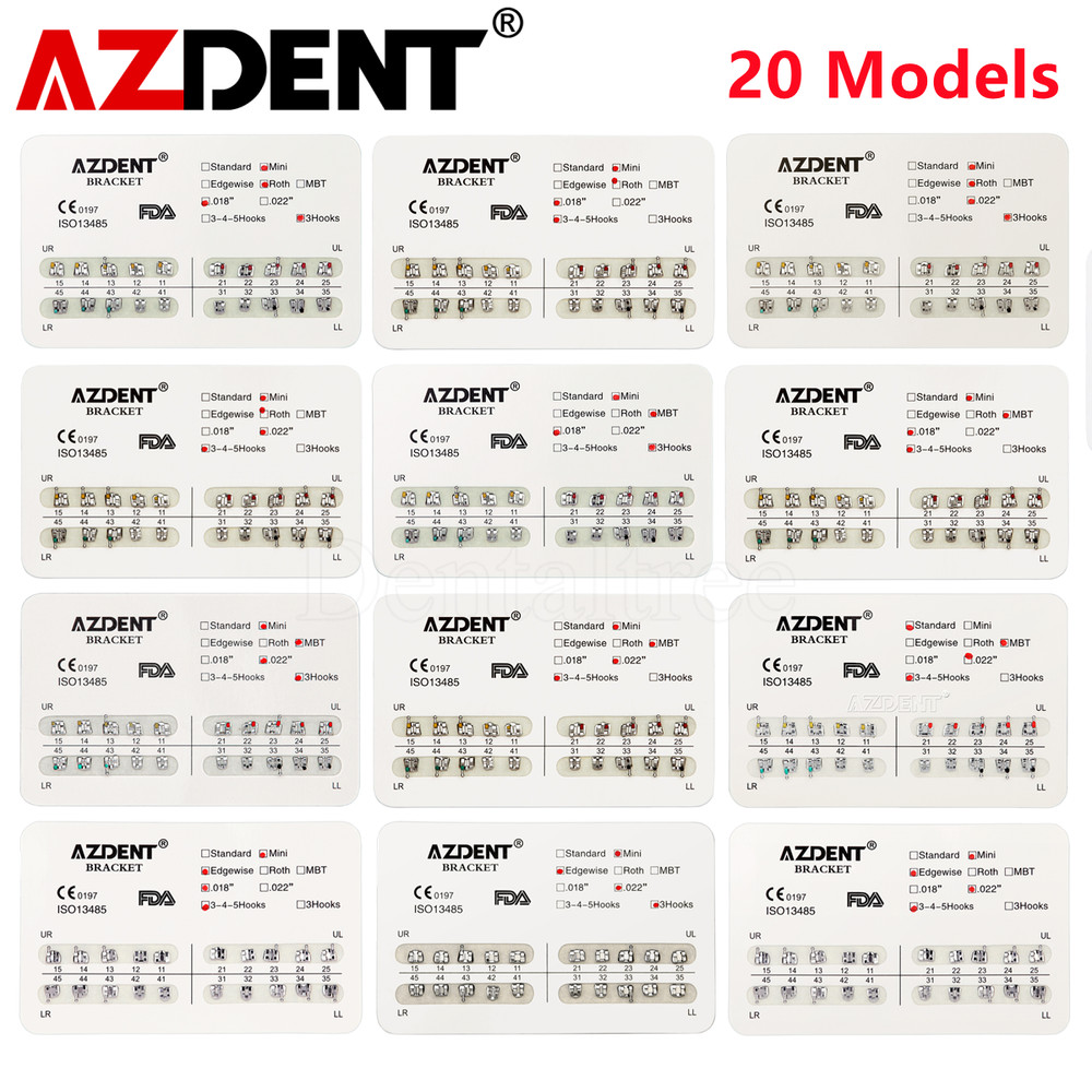 AZDENT Dental Orthodontic Brackets Brace Mini Standard Edgewise Roth MBT 018 022