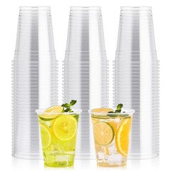 100 Pack 12 OZ Clear Plastic Cups, Cold Party Drinking 12 Ounces, Clear-1