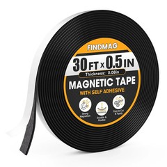 FINDMAG Magnetic Tape, Magnetic Strips with Adhesive Backing, 1 Roll 30 Feet Mag