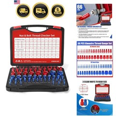 Nut and Bolt Thread Checker – 66 PCS Nut and Bolt Gauges Individually Housed …
