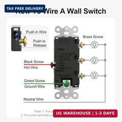 Baomain 10-Pack Triple Rocker Light Switch, 15A 120V Single Pole, 3 Individual S