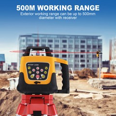 360° Automatic Self-Leveling Beam Rotary Red Laser Level 500M +1.65M Tripod