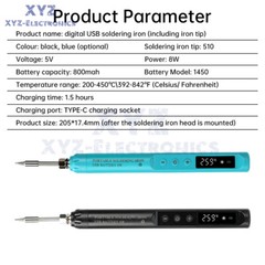 Digital USB Smart Temperature Adjustable Soldering Iron 800mAh battery Portable