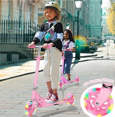 Scooter Kids Ages 3 and Up, 2 Wheels Folding Scooter, 3 Height Adjustable Children…