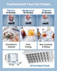 VEVOR Commercial Ice Maker 90 lbs/24h Ice Machine 13 lbs Storage Bar Restaurant