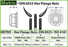 M6-1.0 – Qty 2,000 – Serrated Hex Flange Lock Nuts DIN 6923, A2 Stainless Steel