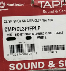 Southwire/Tappan 22/2P Individual Shield Pair Plenum Sound/Security Cable /50ft