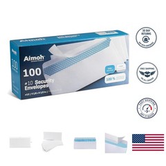 100 Self-Seal Security Envelopes, Windowless, Quick-Seal & Privacy Tint, 4⅛ x 9½