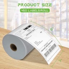 MFLABEL® 4 Rolls of 450 Direct Thermal Shipping 450 Labels/ Rolls, White