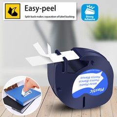 2PK Compatible for DYMO 91331 LetraTag Plastic Label Tape 1/2 Inch x 13 Ft 12mm
