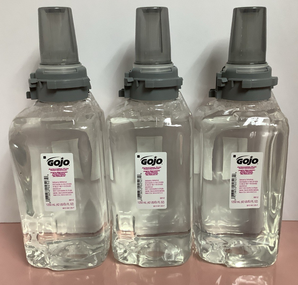 3X GOJO 8812 Antibacterial Plum Foam Hand Wash 1250ml ADX-12 Dispenser Refills