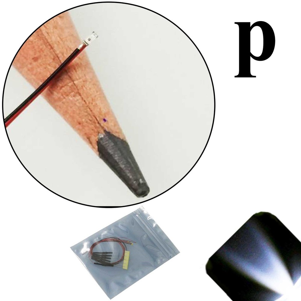 50 x 12v 0402 1005 Cool Clear White Pico SMD LED Pre-Wired Light Soldered Leads