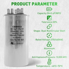 2025 Upgrade 3100248.487 CBB65A Capacitor – 50 + 5uF 370/440VAC 60Hz…