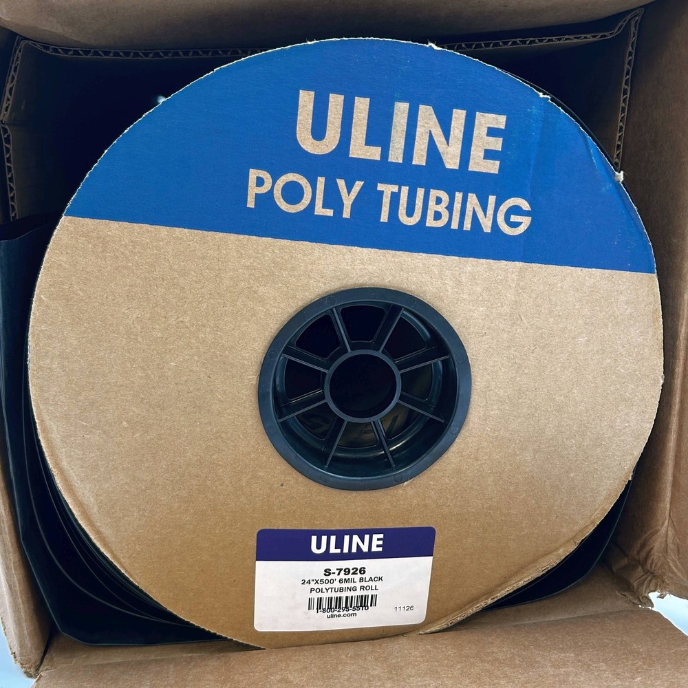Uline S-7926 Black Poly Tubing Roll 6 Mil 24″ x 500′ LDPE Non-Vacuum 1 Roll