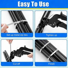 Stainless Steel Cable Tie Gun Set – Heavy Duty Metal Zip Tie Tool Kit 200PC Ties