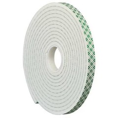 3M 4004 Double-Sided Foam Tape, 1/2 In W, 5 Yd L, 1/4 In, Polyurethane Foam,
