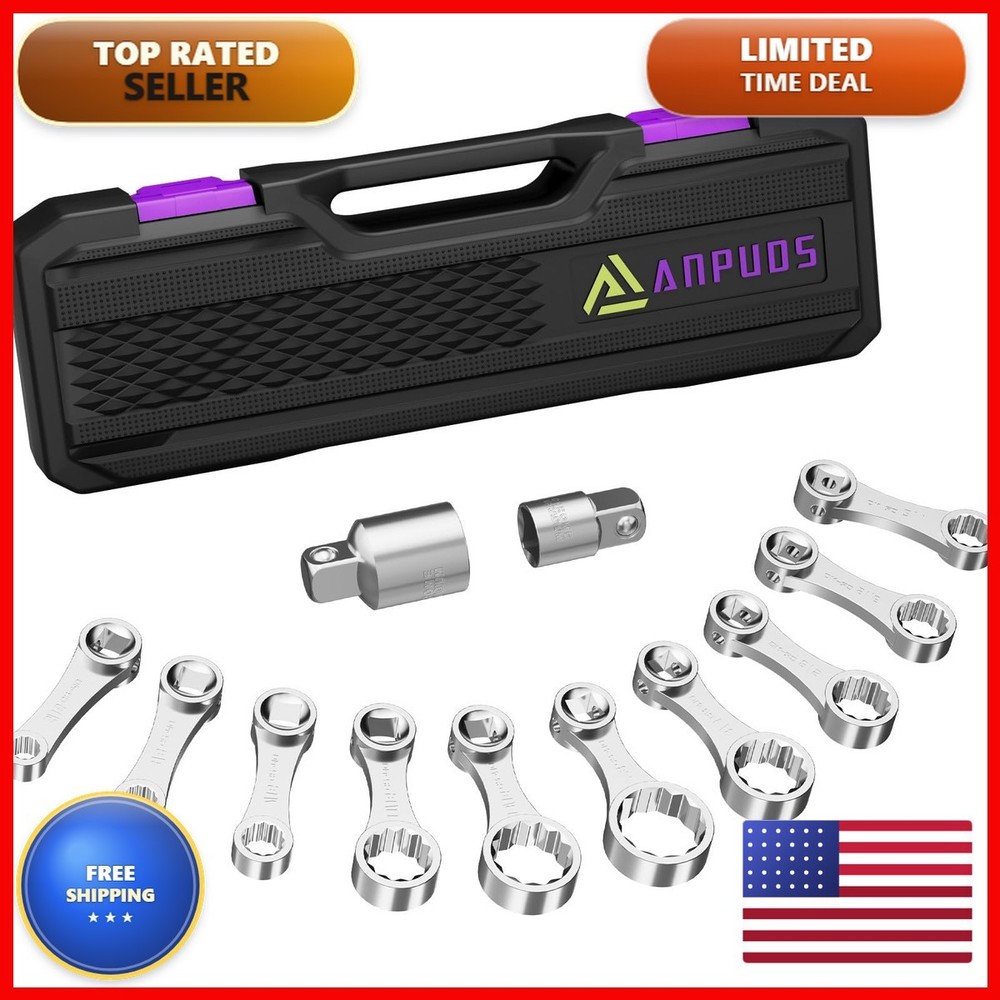 ANPUDS 12-Piece SAE 3/8″ Drive 12 Point Torque Adapter Set