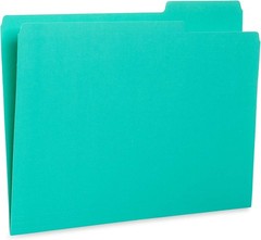 100 Blue Summit Supplies Colored File Folders – GEM Tone Colors, 1/3 Cut Tab