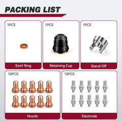 ARCCAPTAIN 23Pcs IPT60 Plasma Cutter Torch Consumables, .045″ Plasma Cutter