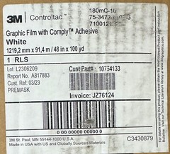 3M Controltac 180mC-10 Graphic Film with Comply Adhesive 48″ X 100 Yards White