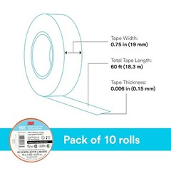3M Temflex Multi-Purpose Vinyl Electrical Tape 165, Orange, .75in x60ft, 1 roll