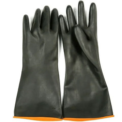 35/45/55Cm Black Gloves Heavy Duty Rubber Gloves Acid Alkali Resistant Chemical