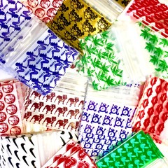 2.5 MIL 12510 MINI ZIP DESIGN BAGS 1.25″X1″ 10 DSN PRE-MIX 1000PCS, READ DETAILS