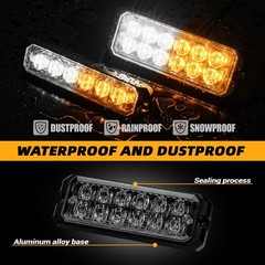 ELECHOI 8-pcs Ultra Slim Amber White LED Emergency Flashing Warning Strobe