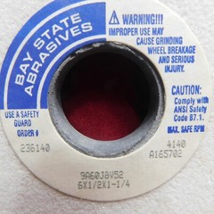 Bay State Abrasives 6″X1/2″X1-1/4″ 9A60J8V52 Grinding Wheel 4140 Max RPM’s