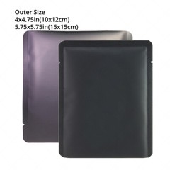 Multi-Size Both-Sided Matte Black Aluminium Mylar Open Top Bag w/ Tear Notches