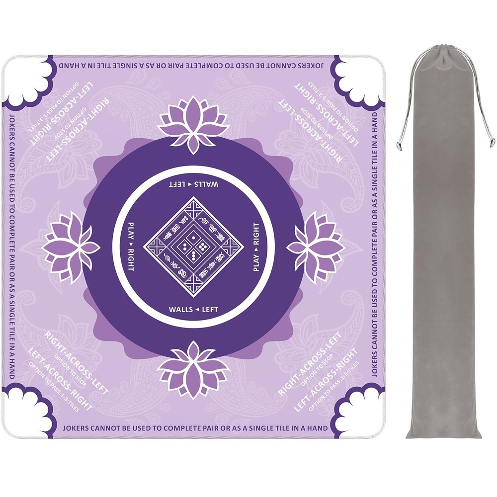 Mahjong Mat for Table with Carrying Bag，31.5 * 31.5in Non-Slip Noise Redu