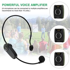 Bluetooth 5.0 Voice Amplifier with Wireless Mic Headset, Waterproof Personal