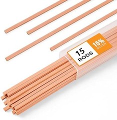 15pcs Brazing Rods AWS BCuP-5 15% Silver Solder Phos Copper Brazing Alloy Fla…
