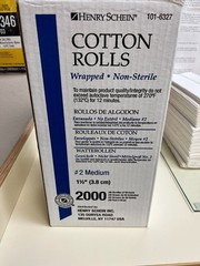 Henry Schein 101-6327 Cotton Rolls Non Sterile #2 Medium 2000 Pack 1-1/2″ x 3/8″