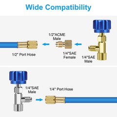 Car A/C R1234YF Quick Coupler Adapter Set with Self-Sealing & Puncture Can Tap