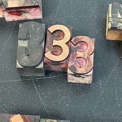 Large Lot of 42 Vintage Wood Letterpress Type Printers Blocks Mixed Numbers $ #3