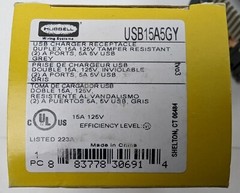6 Hubbell USB15A5GY USB Charger Duplex Receptacle Tamper Resistant Gray 15A 125V