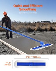 VEVOR Bull Concrete Float 47.24×7.28in, 4 Handle Round End Trowel Float Tool