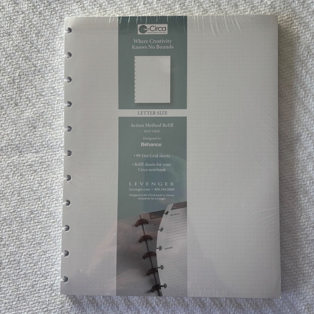 Levenger Circa Action Method Refill. Letter Size. 99 Dot Grid Sheets. 8.5×11 in
