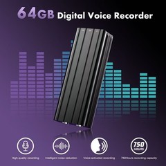 64GB Digital Voice Recorder with Playback Small Recording Device Portable Mini