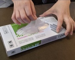 100 Medium, Non-Latex, Disposable, Powder-Free, Food Prep, Poly Stretch Gloves
